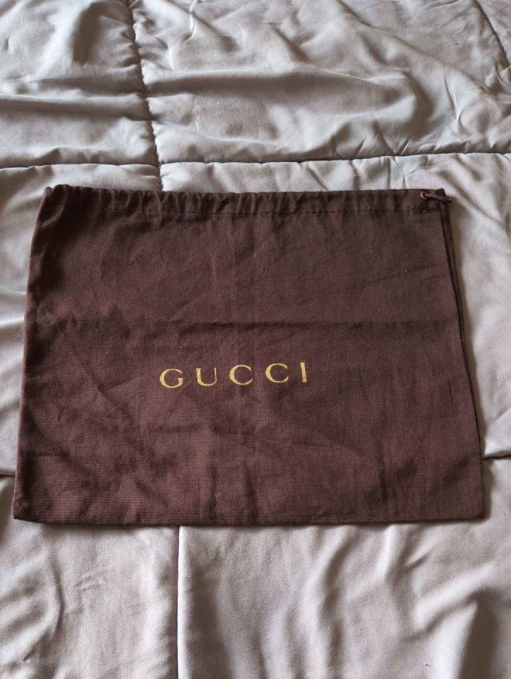 Gucci Brown Tan Wide Medium Canvas Drawstring Bag